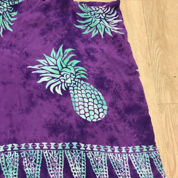 Purple pineapple print fringe sarong wrap - Picture 5 of 7